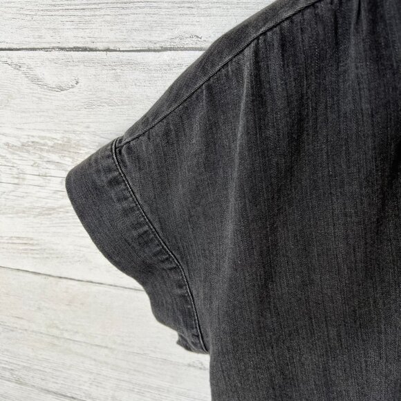 Madewell Top Womens Size XS Black Denim Rolled Sleeve Shirt in Lunar Wash - Picture 11 of 16